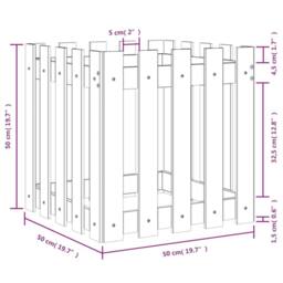 Berkfield Home Garden Planter with Fence Design 50x50x50 cm Solid Wood Pine in Light Tan - Size: 50 x 50 x 50 cm - thumbnail 9