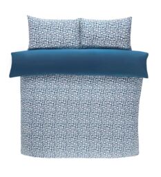 Rapport Home Pebbles Microfibre Reversible Duvet Cover Set with Pillowcase in Blue - Size: King - thumbnail 3