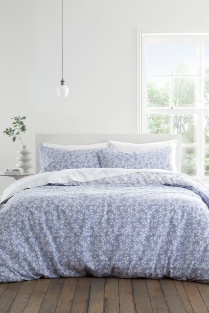 Bianca 'Shadow Leaves' 200TC Cotton Duvet Cover Set in Blue - Size: Single - image 1