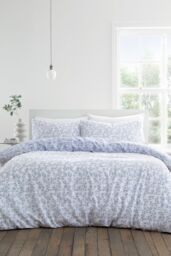 Bianca 'Shadow Leaves' 200TC Cotton Duvet Cover Set in Blue - Size: Single - thumbnail 2