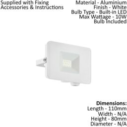 Loops 2 PACK IP65 Outdoor Wall Flood Light White Adjustable 10W LED Porch Lamp - thumbnail 2