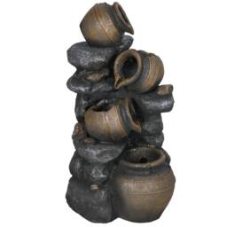 OUTSUNNY Solar Water Feature with LED Lights & Pump 4 Tier Water Fountain in Grey - thumbnail 2
