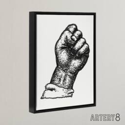 "Artery8 Clenched Fist Black & White Drawing Gestel Black Framed Canvas Art - Size: W12"" x H16""" - thumbnail 2