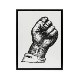 "Artery8 Clenched Fist Black & White Drawing Gestel Black Framed Canvas Art - Size: W12"" x H16""" - thumbnail 1