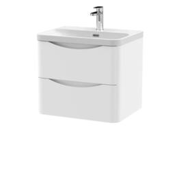 Balterley Arch Wall Hung 2-Drawer Bathroom Vanity, Ceramic Basin, White, 600mm in White