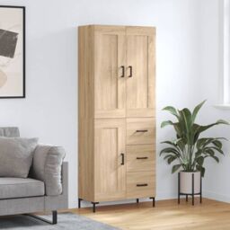 Berkfield Home Highboard Sonoma Oak 69.5x34x180 cm Engineered Wood in Brown