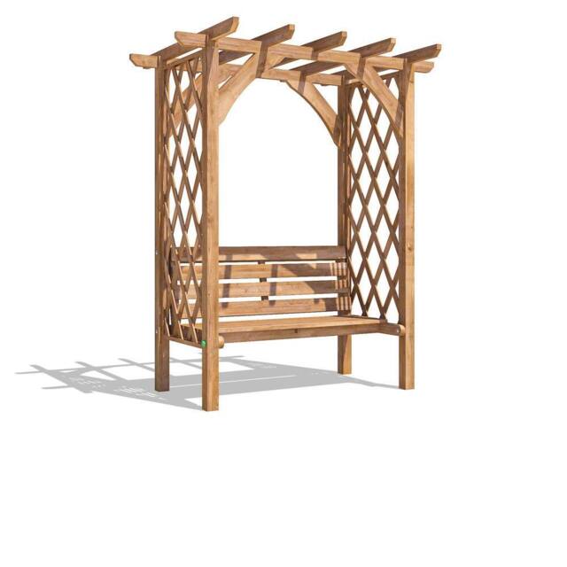 Dunster House Wooden Garden Pergola with Bench Seat Lattice Trellis Kit Jasmine in Brown - image 1