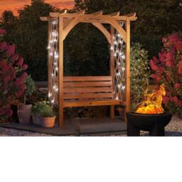 Dunster House Wooden Garden Pergola with Bench Seat Lattice Trellis Kit Jasmine in Brown - thumbnail 3