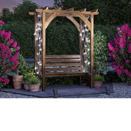 Dunster House Wooden Garden Pergola with Bench Seat Lattice Trellis Kit Jasmine in Brown - thumbnail 2