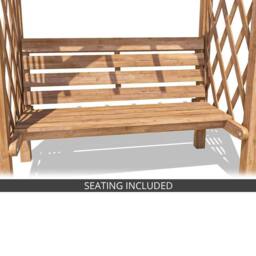 Dunster House Wooden Garden Pergola with Bench Seat Lattice Trellis Kit Jasmine in Brown - thumbnail 7