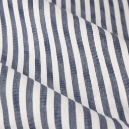 Yard Hebden Striped 100% Cotton Lined Pencil Pleat Curtain Pair in Blue - Size: 229 cm width x 137 cm drop - thumbnail 5