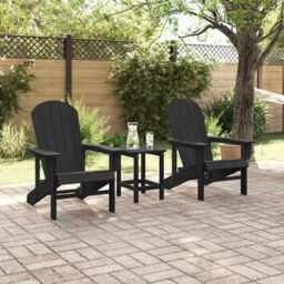 Berkfield Home 3 Piece Garden Lounge Set Black HDPE - thumbnail 4