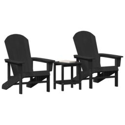 Berkfield Home 3 Piece Garden Lounge Set Black HDPE - thumbnail 3