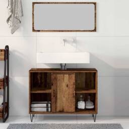 Berkfield Home Old Wood Cabinet Old Wood Engineered wood Medium-sized in Brown - thumbnail 4