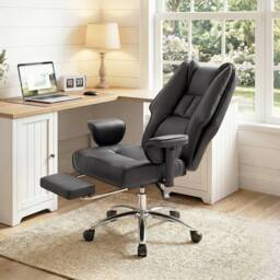 HOMCOM Executive Office Chair, Reclining Desk Chair with Footrest, Black