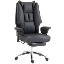 HOMCOM Executive Office Chair, Reclining Desk Chair with Footrest, Black - thumbnail 2