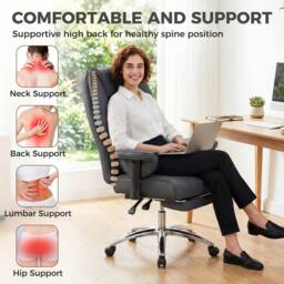 HOMCOM Executive Office Chair, Reclining Desk Chair with Footrest, Black - thumbnail 4