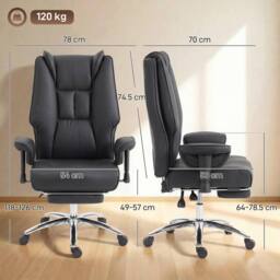HOMCOM Executive Office Chair, Reclining Desk Chair with Footrest, Black - thumbnail 3
