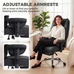 HOMCOM Executive Office Chair, Reclining Desk Chair with Footrest, Black - thumbnail 5