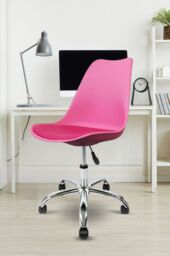 Fusion Living Soho Plastic Dining Chair with Swivel Base in Bright Pink