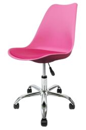 Fusion Living Soho Plastic Dining Chair with Swivel Base in Bright Pink - thumbnail 2