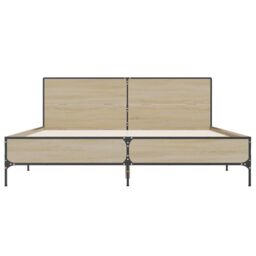 Berkfield Home Bed Frame without Mattress Sonoma Oak 140x200 cm in Brown - thumbnail 4