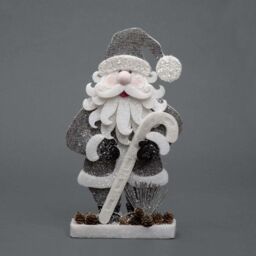 Shatchi 32cm Grey Santa Christmas Tabletop Figures Window Wall Door Holiday Home Xmas Glitter Foam Showpiece Decorations