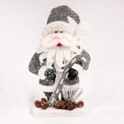 Shatchi 32cm Grey Santa Christmas Tabletop Figures Window Wall Door Holiday Home Xmas Glitter Foam Showpiece Decorations - thumbnail 3