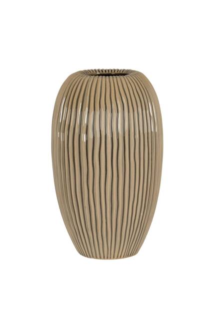 KDMD Pallida Collection Large Striped Vase - Modern Decorative Centerpiece in Taupe - image 1