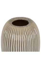 KDMD Pallida Collection Large Striped Vase - Modern Decorative Centerpiece in Taupe - thumbnail 2