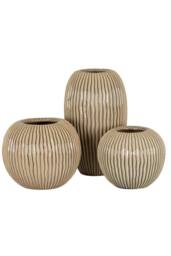 KDMD Pallida Collection Large Striped Vase - Modern Decorative Centerpiece in Taupe - thumbnail 4
