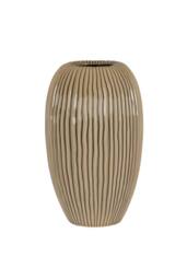 KDMD Pallida Collection Large Striped Vase - Modern Decorative Centerpiece in Taupe
