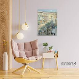 "Artery8 View of a Southern French City Hassam Canvas Wall Art Print - Size: W12"" x H16""" - thumbnail 3