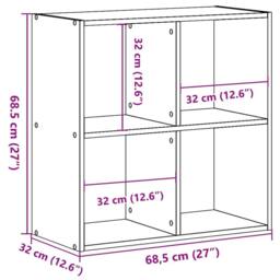 Berkfield Home Bookcase Sonoma Oak 68.5x32x68.5 cm Engineered Wood in Light Tan - thumbnail 9