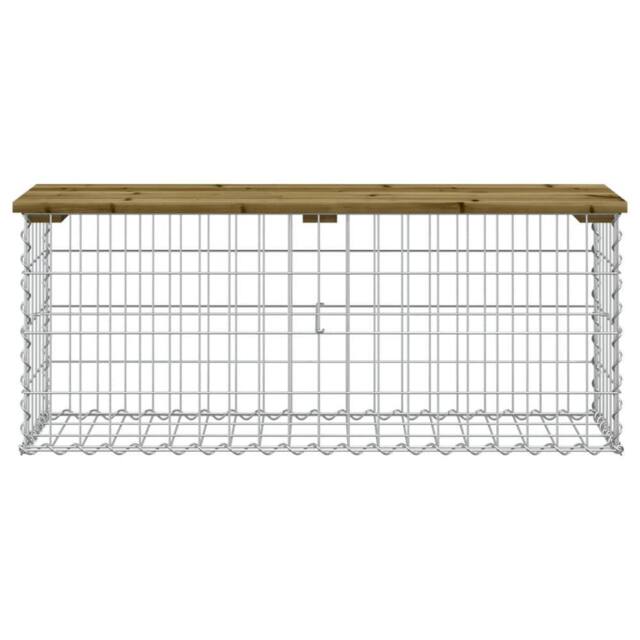 Berkfield Home Beautiful Garden Bench Gabion Design 103x31.5x42 cm Impregnated W in Brown