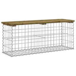 Berkfield Home Beautiful Garden Bench Gabion Design 103x31.5x42 cm Impregnated W in Brown - thumbnail 3