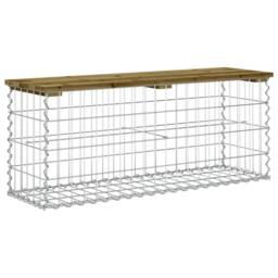Berkfield Home Beautiful Garden Bench Gabion Design 103x31.5x42 cm Impregnated W in Brown - thumbnail 5