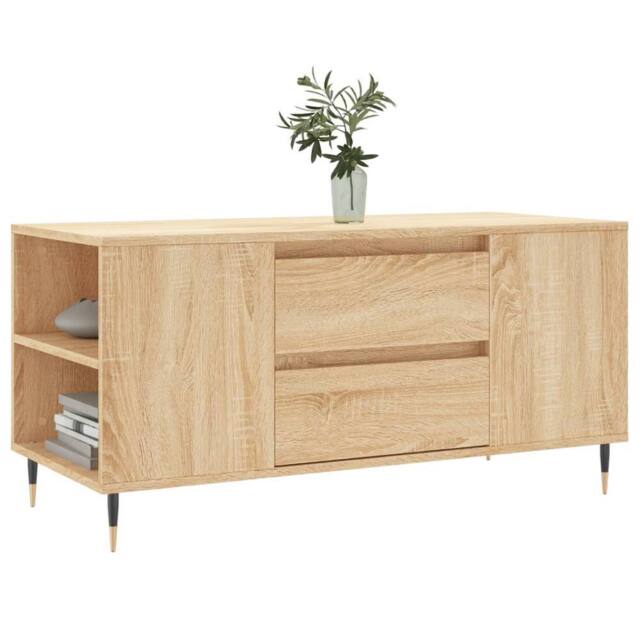 Berkfield Home Modern Coffee Table Sonoma Oak 102x44.5x50 cm Engineered Wood in Light Oak - image 1