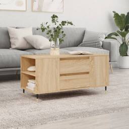 Berkfield Home Modern Coffee Table Sonoma Oak 102x44.5x50 cm Engineered Wood in Light Oak - thumbnail 2