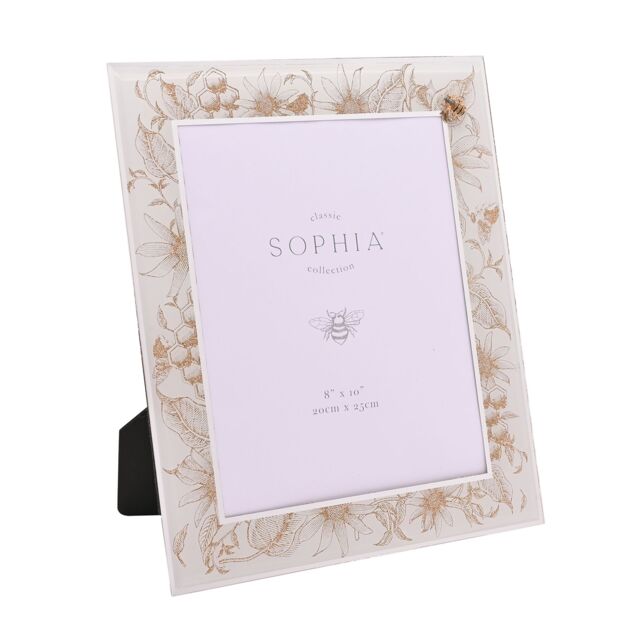 "Sophia Classic Collection Classic Golden Bee 8 x 10"" Glass Photo Frame in White"