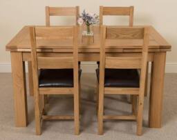 Thats Furniture Richmond 140-220cm Oak Extending Dining Table & 4 Lincoln Chairs in Brown - thumbnail 2