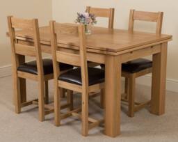 Thats Furniture Richmond 140-220cm Oak Extending Dining Table & 4 Lincoln Chairs in Brown - thumbnail 1