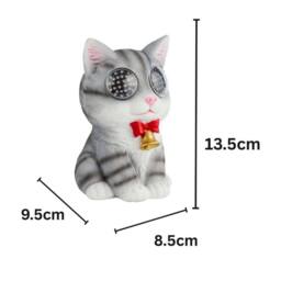 Marco Paul Solar Resin Solar Cat Garden Ornaments in Grey - Size: 15 cm - thumbnail 2