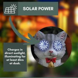 Marco Paul Solar Resin Solar Cat Garden Ornaments in Grey - Size: 15 cm - thumbnail 5