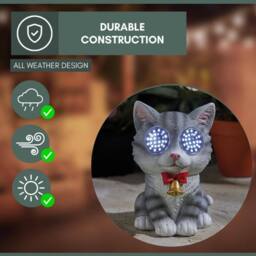 Marco Paul Solar Resin Solar Cat Garden Ornaments in Grey - Size: 15 cm - thumbnail 4