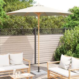 Berkfield Home Cream White Garden Parasol 270x260 cm Bamboo - thumbnail 3