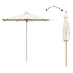 Berkfield Home Cream White Garden Parasol 270x260 cm Bamboo - thumbnail 6