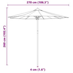 Berkfield Home Cream White Garden Parasol 270x260 cm Bamboo - thumbnail 7