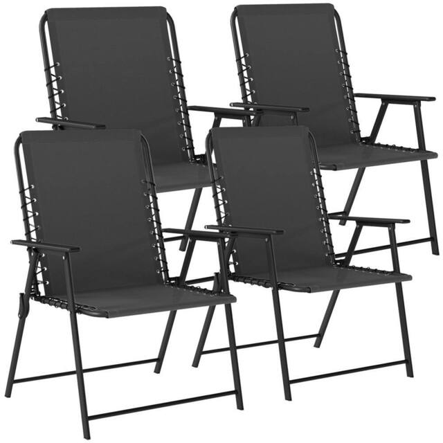 SPETLEK Black Set of 4 Folding Chairs Portable Outdoor Garden Seating - Size: 100 cm x 15 cm - image 1