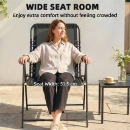SPETLEK Black Set of 4 Folding Chairs Portable Outdoor Garden Seating - Size: 100 cm x 15 cm - thumbnail 4
